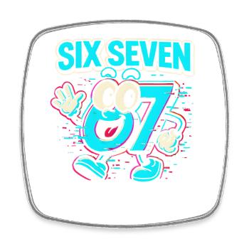 Six Seven 67 Meme Glitch Mascot Italian Brainrot - Viereckiger Kühlschrankmagnet - Weiß - Vorne