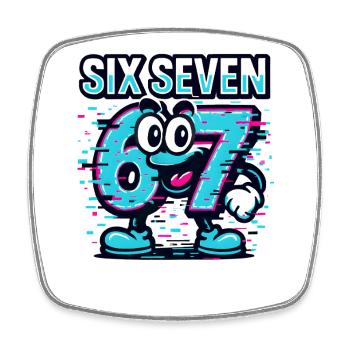 Six Seven 67 Meme Glitch Mascot Italian Brainrot - Viereckiger Kühlschrankmagnet - Weiß - Vorne