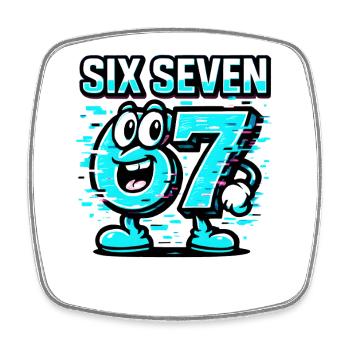 Six Seven 67 Meme Glitch Mascot Italian Brainrot - Viereckiger Kühlschrankmagnet - Weiß - Vorne