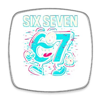 Six Seven 67 Meme Glitch Mascot Italian Brainrot - Viereckiger Kühlschrankmagnet - Weiß - Vorne