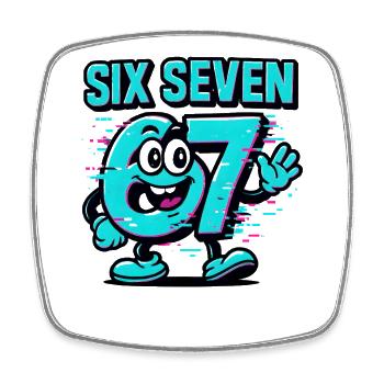Six Seven 67 Meme Glitch Mascot Italian Brainrot - Viereckiger Kühlschrankmagnet - Weiß - Vorne