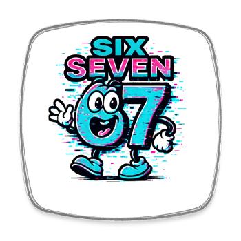 Six Seven 67 Meme Glitch Mascot Italian Brainrot - Viereckiger Kühlschrankmagnet - Weiß - Vorne