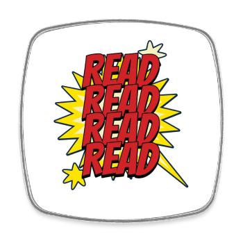 Read Design - Comic Superhero Look - Square fridge magnet - white - Front