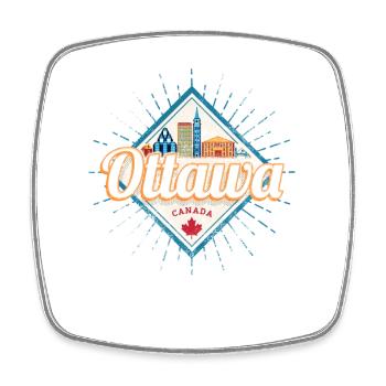 Ottawa Skyline Ontario Canada Vintage Souvenir - Magnet carré - blanc - Devant