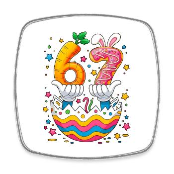  Easter Eggs Cute Bunny Six Seven 67 - Viereckiger Kühlschrankmagnet - Weiß - Vorne