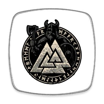 Nordisches Runenkriegsherren-Emblem - Viereckiger Kühlschrankmagnet - Weiß - Vorne