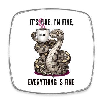 Its Fine Im Fine Kaffee Schlange Humor - Viereckiger Kühlschrankmagnet - Weiß - Vorne