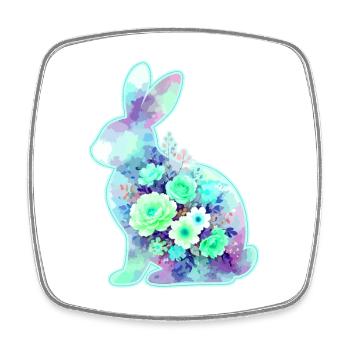 Hase Aquarell Blumen Ostern - Viereckiger Kühlschrankmagnet - Weiß - Vorne