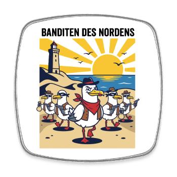 Banditen des Nordens Möwen Fischbrötchen Diebe - Viereckiger Kühlschrankmagnet - Weiß - Vorne