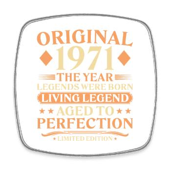 Original 1971 Vintage – 55th Birthday Legend - Square fridge magnet - white - Front