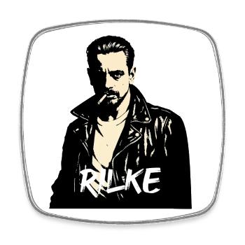 Noir Rebel Leder-Rainer Maria Rilke Porträt - Viereckiger Kühlschrankmagnet - Weiß - Vorne