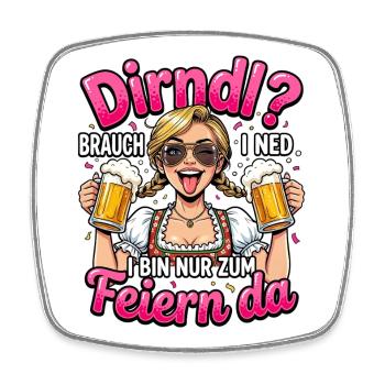Trachtenshirt Damen Trachten T-Shirt Dirndl Ersatz - Viereckiger Kühlschrankmagnet - Weiß - Vorne