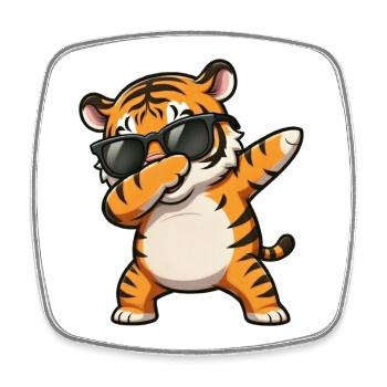 Dabbing Tiger - Viereckiger Kühlschrankmagnet - Weiß - Vorne