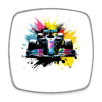 Racing Car Colorful Splash Art Race Driver - Square fridge magnet - white - Front