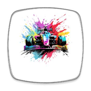 Speed Cars Racer Colorful Splash Art Racing - Square fridge magnet - white - Front