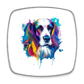 Cocker Spaniel Dog Colorful Pop Art Portrait - Square fridge magnet - white - Front