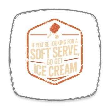 Joueur de pickleball à la recherche d’un dinking soft serve - Magnet carré - blanc - Devant