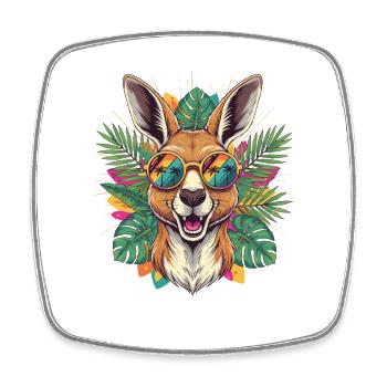 Kangaroo Sunglasses Feeling - Square fridge magnet - white - Front