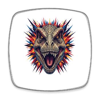 Dinoausbruch Kopfdesign - Viereckiger Kühlschrankmagnet - Weiß - Vorne