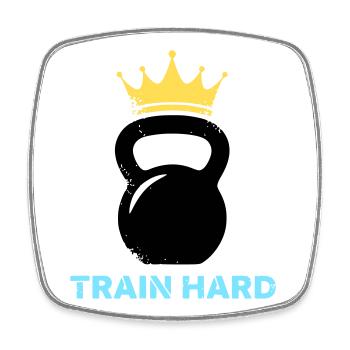 Entraînement à couronne avec kettlebell - Magnet carré - blanc - Devant