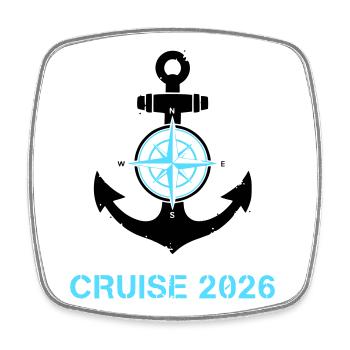Anchor Compass Cruise 2026 Logo - Square fridge magnet - white - Front