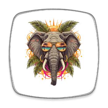Elephanten-Sonnenbrille Tropen - Viereckiger Kühlschrankmagnet - Weiß - Vorne