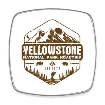 Yellowstone National Park Family Road Trip - Square fridge magnet - white - Front