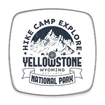 Yellowstone Nationalpark Wanderlager Erkundung - Viereckiger Kühlschrankmagnet - Weiß - Vorne
