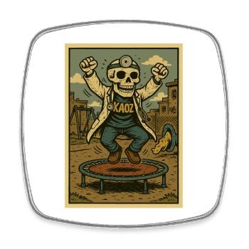 Skeleton Doctor on Trampoline - Square fridge magnet - white - Front