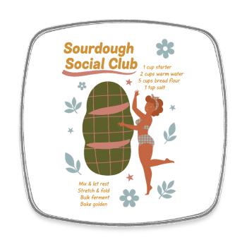 Sourdough Social Club Bread Baking Baker - Square fridge magnet - white - Front