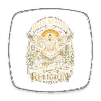 Duck Hunt Duck Season Is My Religion - Square fridge magnet - white - Front