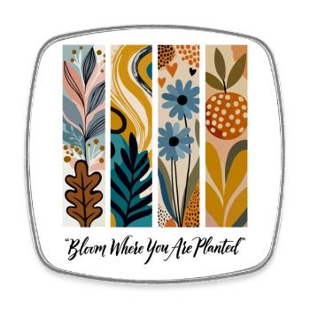 Blühende Botanische Panel-Collage - Viereckiger Kühlschrankmagnet - Weiß - Vorne