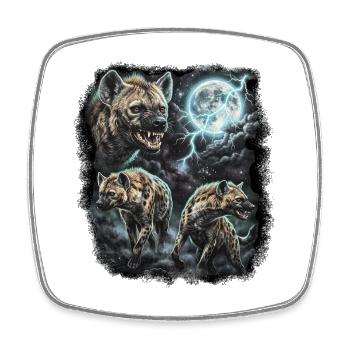 THREE Wild Hyena with Moon Wildlife Designs - Square fridge magnet - white - Front