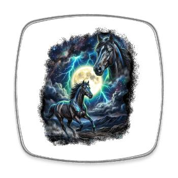 Two Wild Horses with Moon Wildlife Designs - Square fridge magnet - white - Front