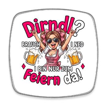 Trachten T-Shirt Damen Trachtenshirt Dirndl Ersatz - Viereckiger Kühlschrankmagnet - Weiß - Vorne