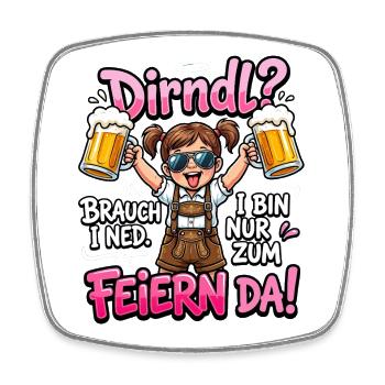 Ersatz Dirndl T-Shirt Tracht Damen Trachtenshirt - Viereckiger Kühlschrankmagnet - Weiß - Vorne