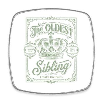 The Oldest Sibling I Make The Rules Vintage Crest - Viereckiger Kühlschrankmagnet - Weiß - Vorne