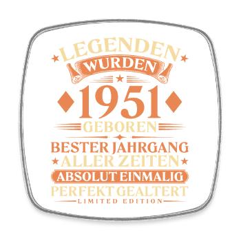 Legenden wurden 1951 geboren – 75. Geburtstag - Viereckiger Kühlschrankmagnet - Weiß - Vorne