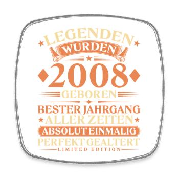 Legenden wurden 2008 geboren – 18. Geburtstag - Viereckiger Kühlschrankmagnet - Weiß - Vorne