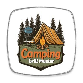 Camping Grilling Saying Camping Grill Master Camper - Square fridge magnet - white - Front