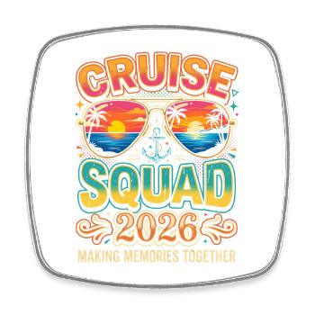 Kreuzfahrt Squad 2026 Sonnenuntergang - Viereckiger Kühlschrankmagnet - Weiß - Vorne