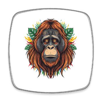 Tropischer Orang-Utan Kopf - Viereckiger Kühlschrankmagnet - Weiß - Vorne