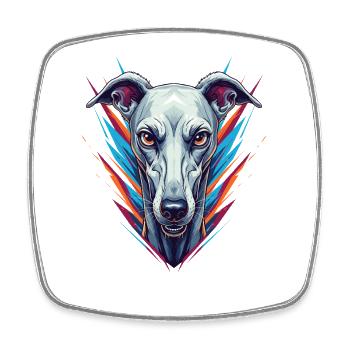 Neon Greyhound Ikone - Viereckiger Kühlschrankmagnet - Weiß - Vorne