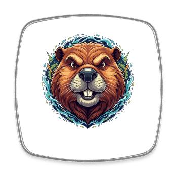 Glowing beaver in the neon ring - Square fridge magnet - white - Front