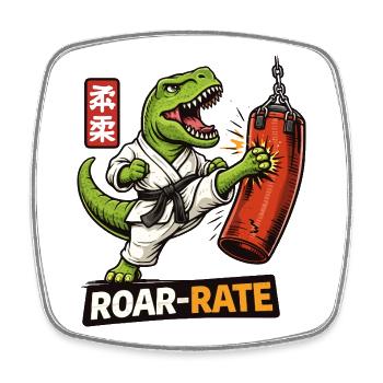 Dino Dojo Roar - Viereckiger Kühlschrankmagnet - Weiß - Vorne