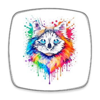 Ragdoll en néon | Art du chat Pop Art - Magnet carré - blanc - Devant