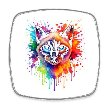 Siamkatze Neon | Katzenkunst Pop Art - Viereckiger Kühlschrankmagnet - Weiß - Vorne
