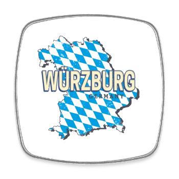 Carte murale rétro de la ville de Wurtzbourg, Bavière, Allemagne - Magnet carré - blanc - Devant