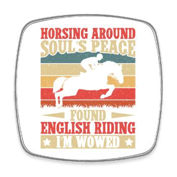 Hobby Horse Rider Horsing Around English Riding - Viereckiger Kühlschrankmagnet - Weiß - Vorne
