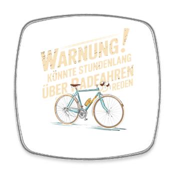  Warnung Könnte Stundenlang Über Radfahren Reden - Viereckiger Kühlschrankmagnet - Weiß - Vorne